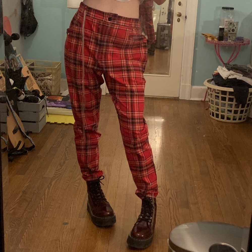 Red Plaid Pants From Urban Outfitters